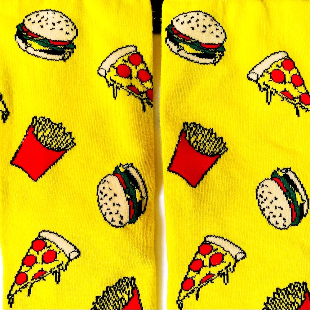 Odd Sox Fast Food Junk Food Crew Socks Pizza Burgers French Fries Mens Womens - Picture 3 of 6